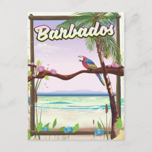 Barbados Parrot Landscape travel poster Postcard