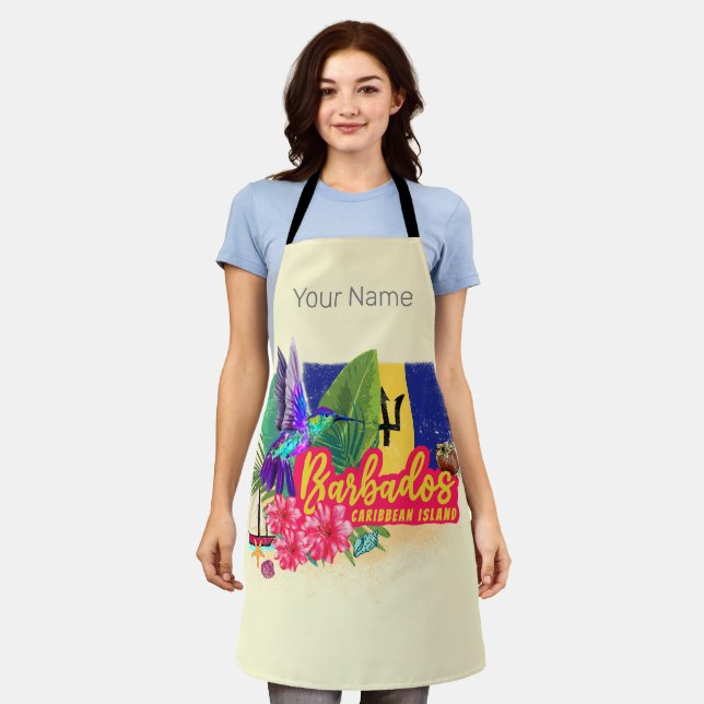 Barbados Retro Caribbean Vintage Island Souvenir Apron (Worn)