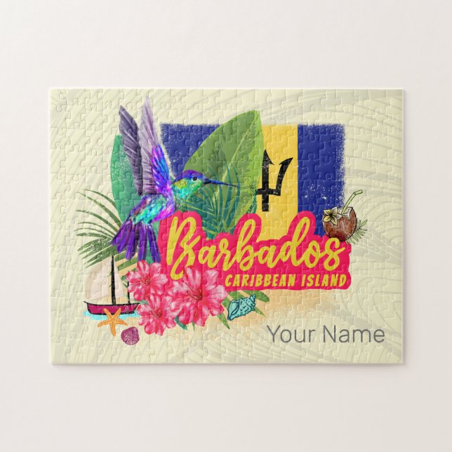 Barbados Retro Caribbean Vintage Island Souvenir Jigsaw Puzzle (Horizontal)