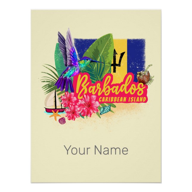Barbados Retro Caribbean Vintage Island Souvenir Poster (Front)