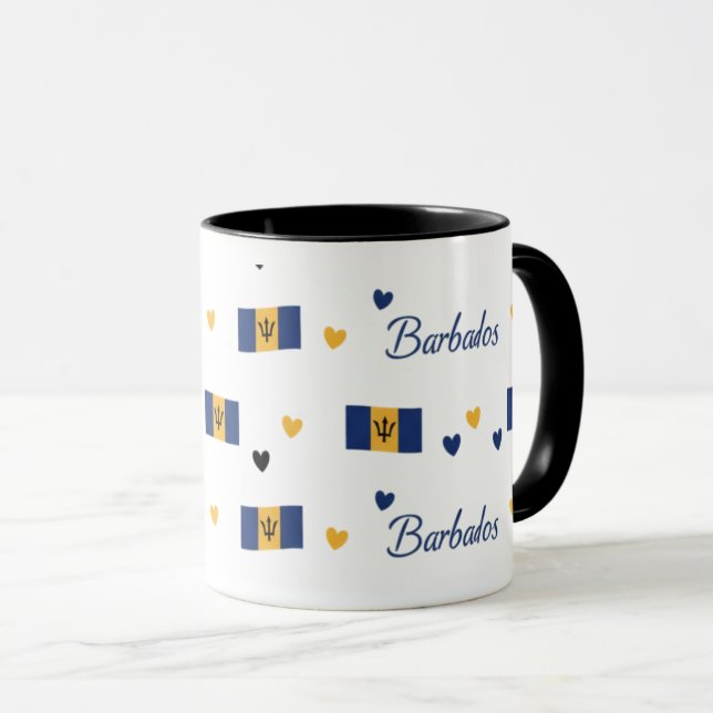 Barbados Roots Pattern Mug | Caribbean Flag (Front Right)