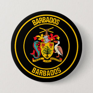 Barbados Round Emblem 3 Inch Round Button