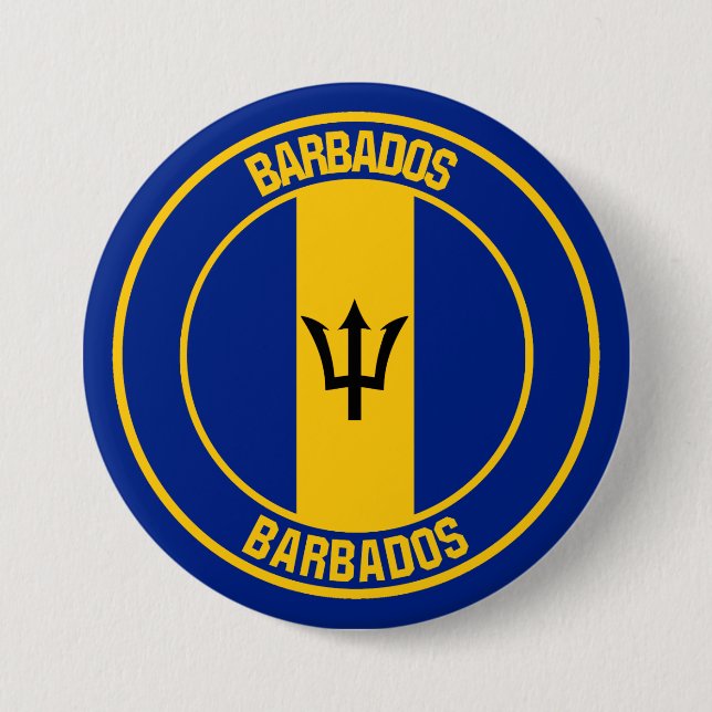Barbados Round Emblem 3 Inch Round Button (Front)