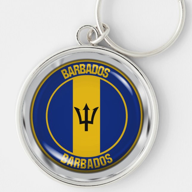 Barbados Round Emblem Keychain (Front)