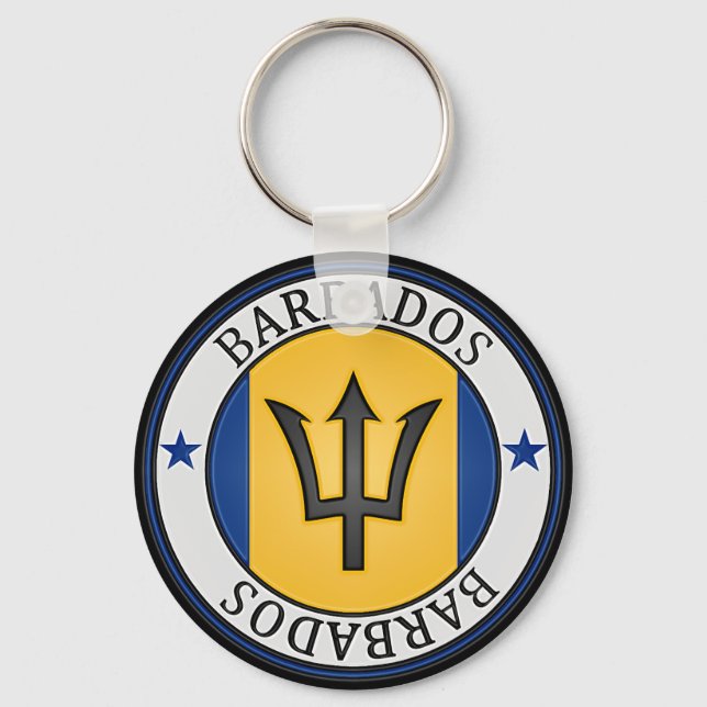 Barbados  Round Emblem Keychain (Front)