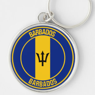 Barbados Round Emblem Keychain