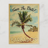 Barbados Save The Date Vintage Beach Palm Tree