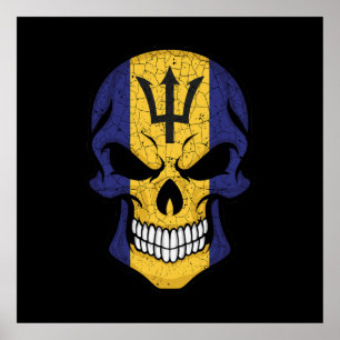 Barbados Smiling Skull Flag Poster