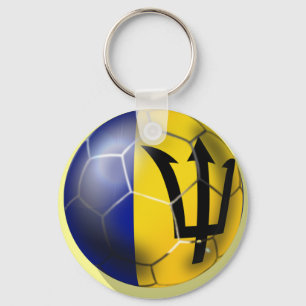 Barbados soccer football ball Bajan flag Keychain