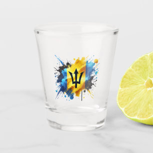 Barbados Splash Effect Flag Shot Glass
