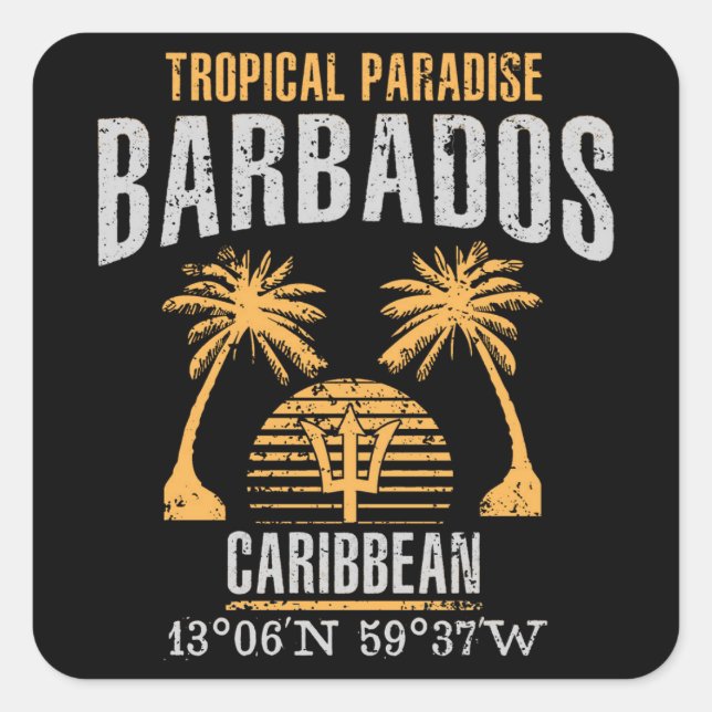 Barbados Square Sticker (Front)