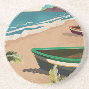 Barbados travel poster coaster