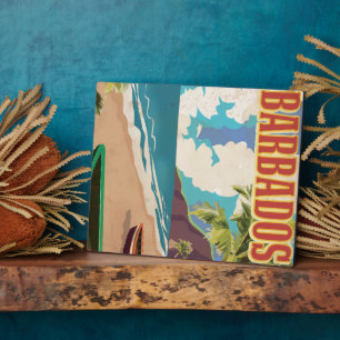 Barbados travel poster plaque
