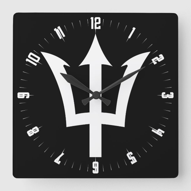 Barbados Trident Square Wall Clock (Front)