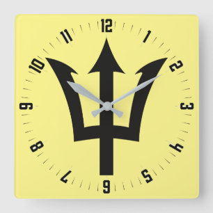 Barbados Trident Square Wall Clock