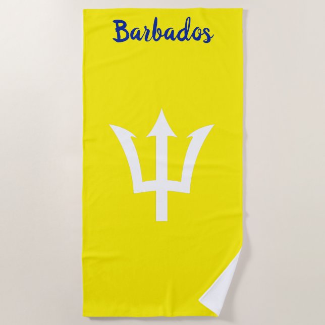 Barbados Trident  Yellow Beach Towel (Front)