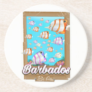 Barbados Tropical Fish travel poster Coaster