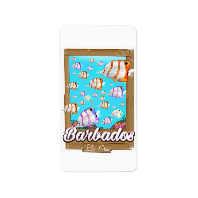 Barbados Tropical Fish travel poster Label (Front)