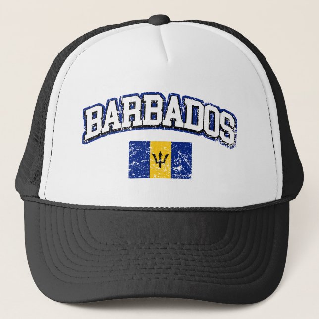 Barbados Vintage Flag Trucker Hat (Front)