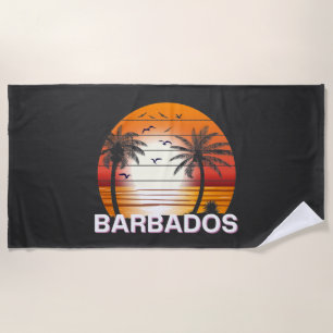 Barbados Vintage Palm Trees Summer Beach Towel