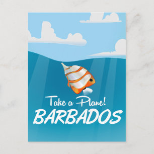 Barbados vintage travel poster postcard