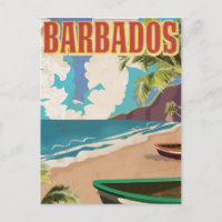 Barbados vintage travel poster