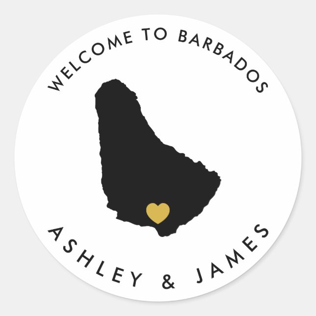 Barbados Wedding Welcome Stickers, Favour Classic Round Sticker (Front)