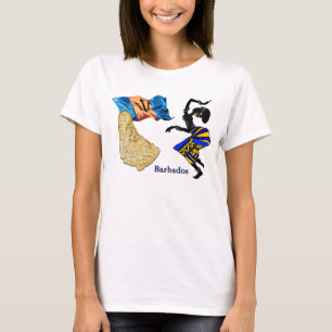 BARBADOS WOMAN  T-SHIRT WITH MAP AND FLAG