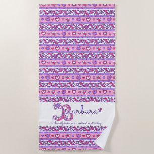 Barbara B name meaning flower heart pink towel