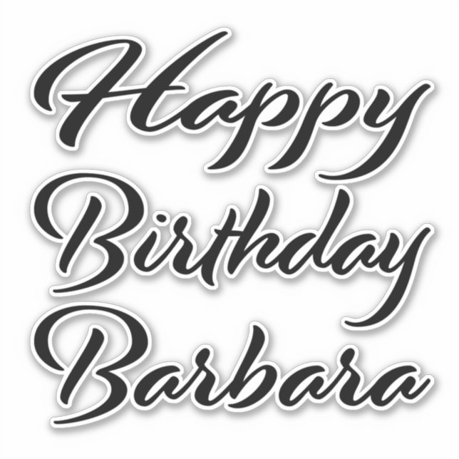 Barbara name first name black Sticker birthday (Front)