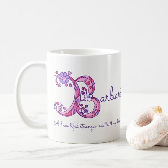 Barbara name meaning decorative B monogram mug (With Donut)