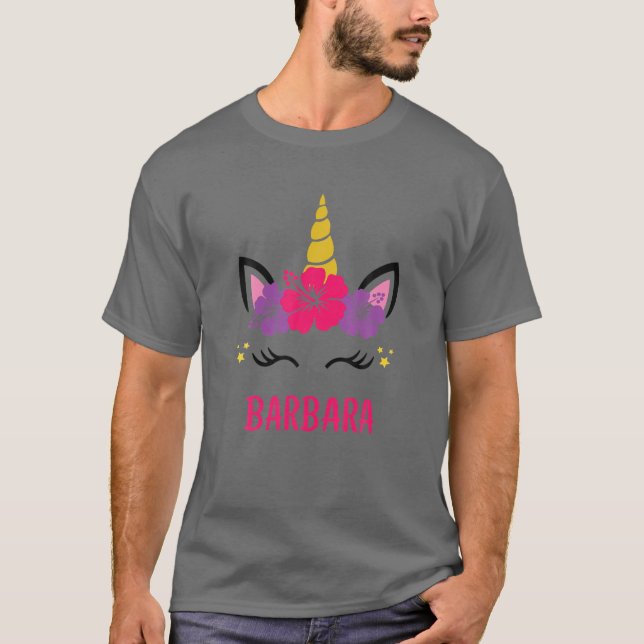 BARBARA Personalised Unicorn Face T-Shirt (Front)