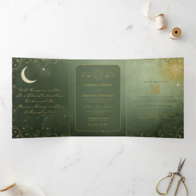 Barbara + Tim Trifold Wedding Invitation R14 (Inside)