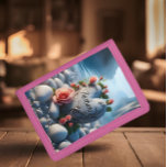 Barbara's Heart by the Lake Trifold Wallet<br><div class="desc">A stone heart engraved with the name Barbara rests on a bed of smooth river rocks near a tranquil lake,  surrounded by delicate pink roses.</div>