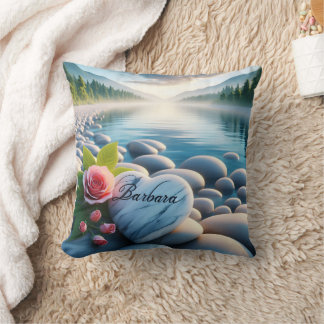 Barbara's River Heart Throw Pillow