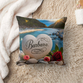 Barbara's River Heart Throw Pillow