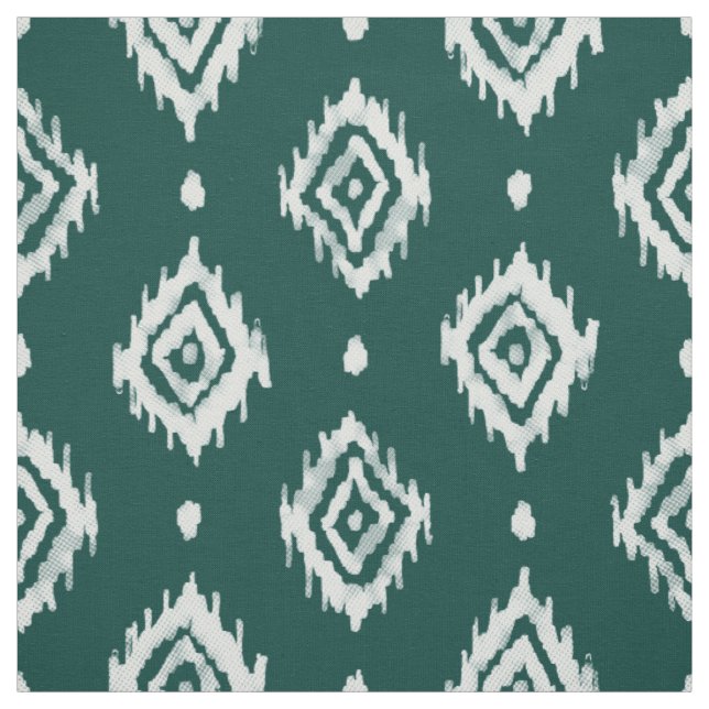 BARBARIAN Boho Ikat Diamond Evergreen Fabric (Swatch)