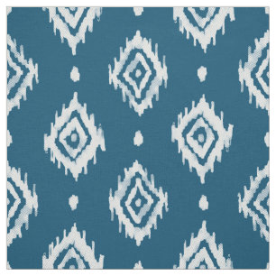 BARBARIAN Boho Ikat Diamond Ocean Blue Fabric