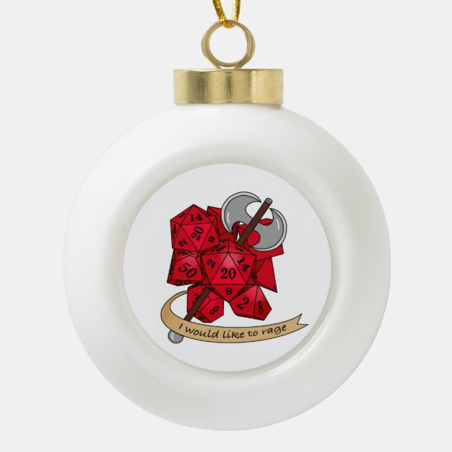 Barbarian Dice Design Ceramic Ball Christmas Ornament (Front)