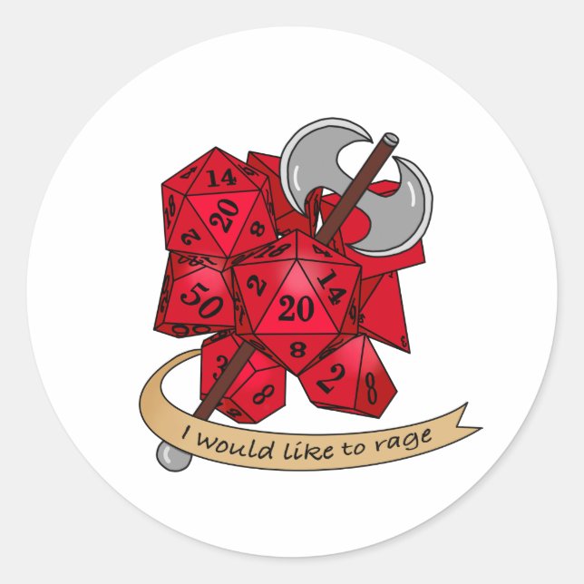 Barbarian Dice Design  Classic Round Sticker (Front)