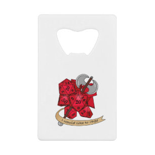 Barbarian Dice Design Credit Card Bottle Opener
