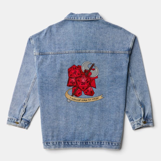 Barbarian Dice Design Denim Jacket (Back)