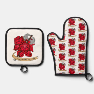 Barbarian Dice Design Oven Mitt & Pot Holder Set