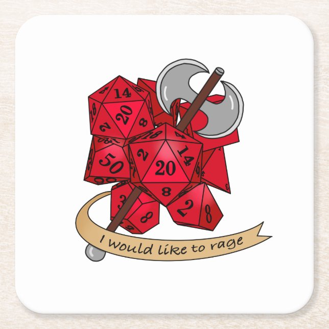 Barbarian Dice Design Square Paper Coaster (Front)