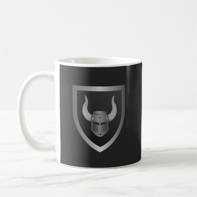 Barbarian Shield Logo – Viking Warrior Emblem  Coffee Mug (Left)