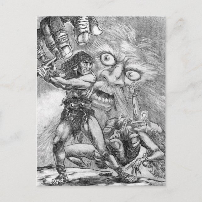 Barbarian vs. Wizard; The sword will prevail!! Postcard (Front)