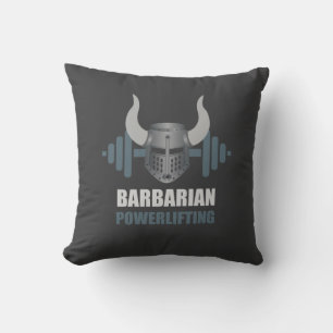 Barbarian Warrior Powerlifting Workout Throw Pillow