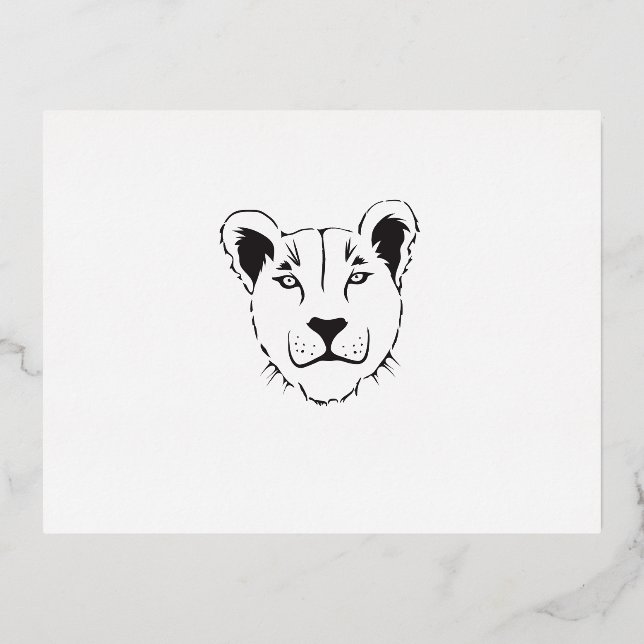 Barbary Lioness Foil Invitation Postcard (Front)