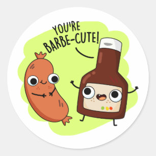 Barbe-cute Funny Barbecue Pun  Classic Round Sticker