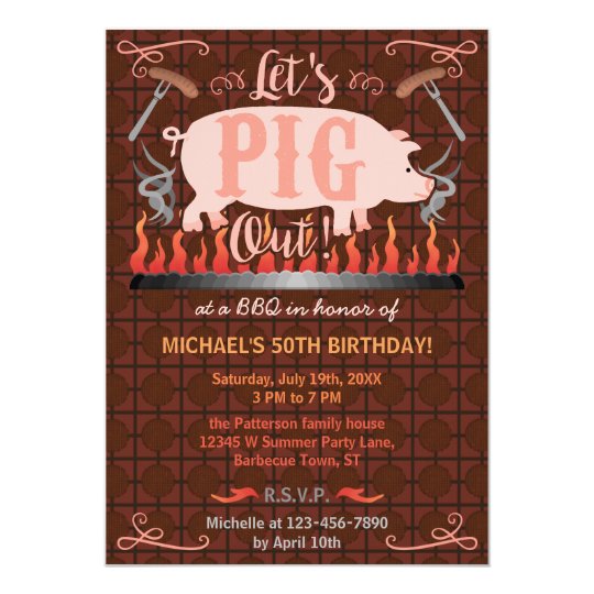 Barbecue BBQ Funny Pig Summer Birthday Party Card